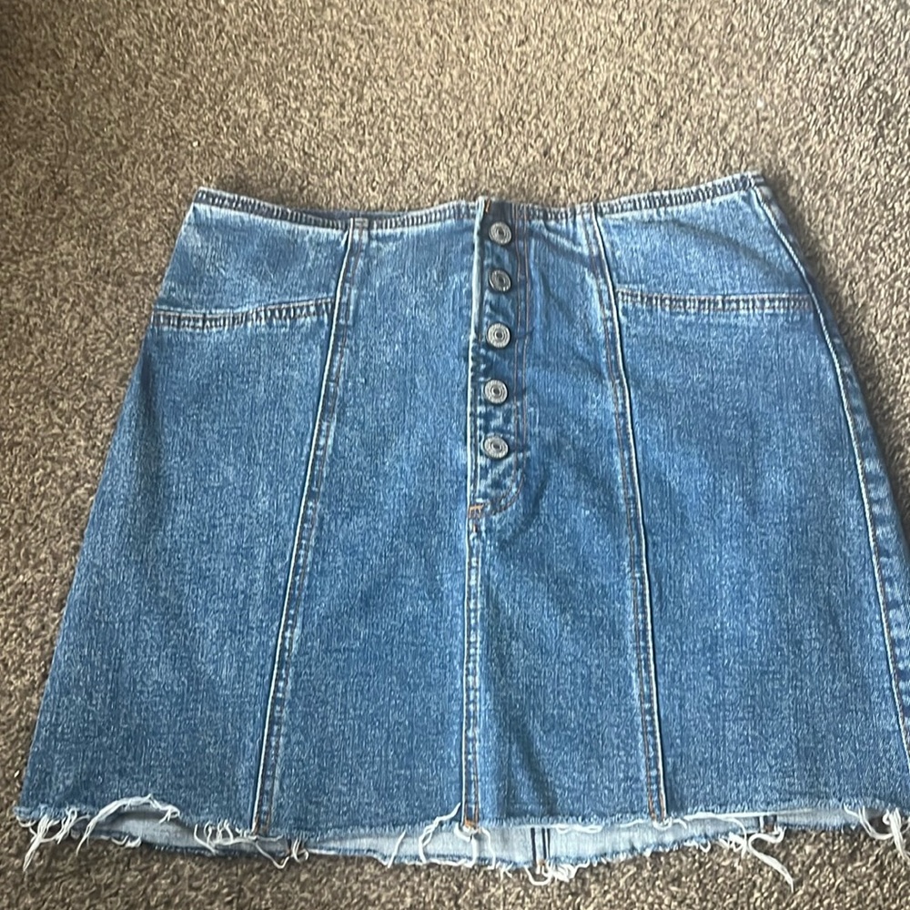 Abercrombie & Fitch natural rise skirt, button down jean.